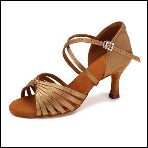 Satin Latin Dance Shoes Open Toe Professional Ballroom Salsa Tango Practice